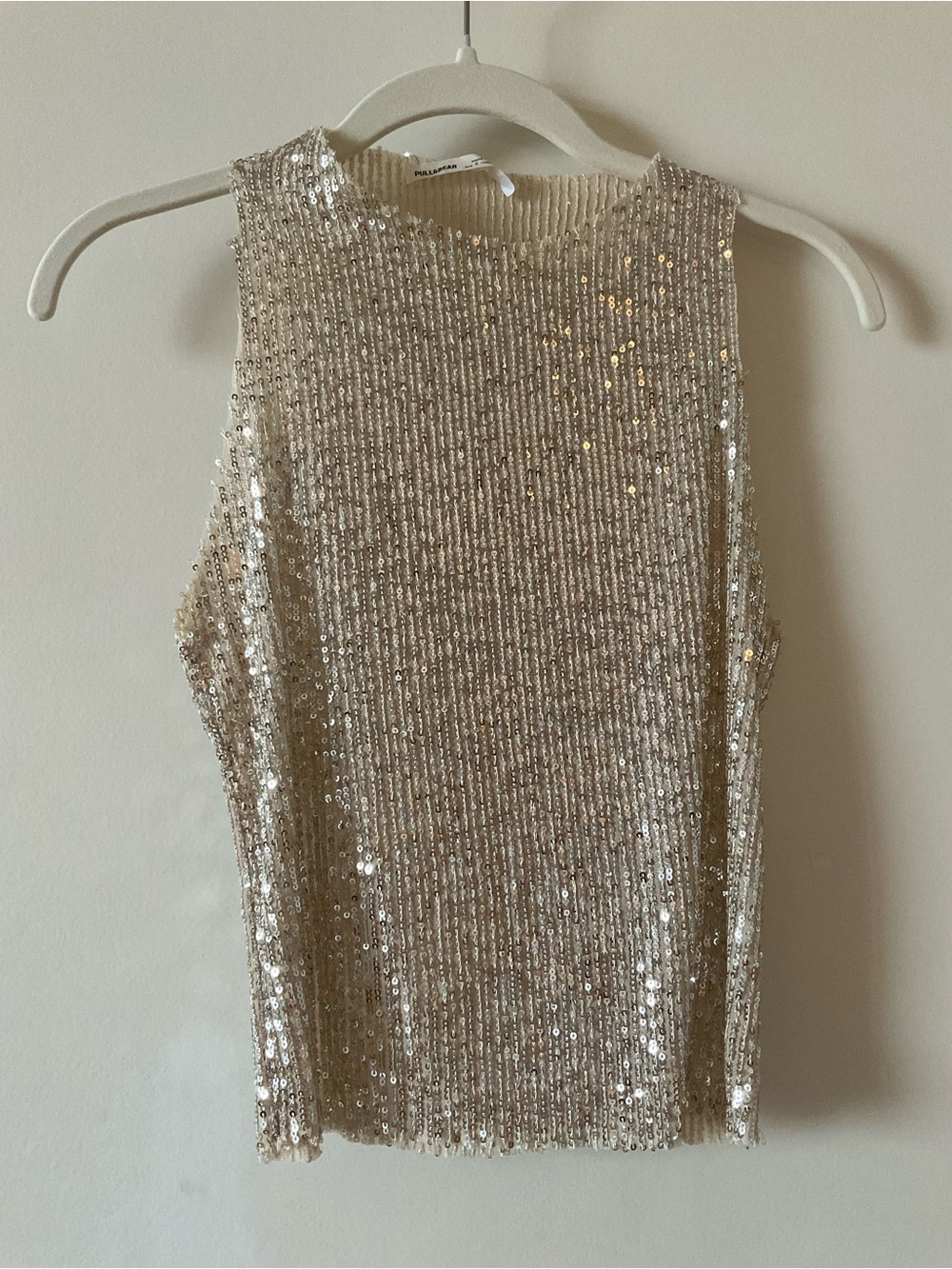 Sequin Sleeveless Tank Top in Champagne